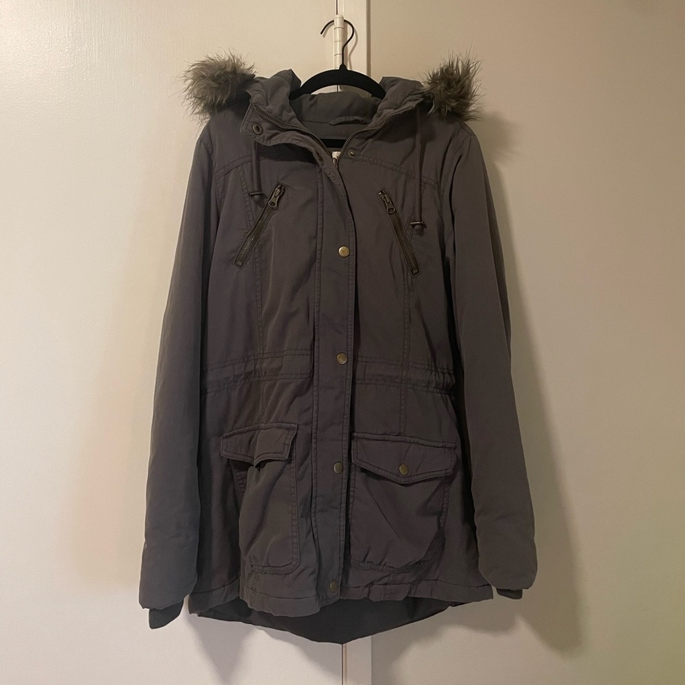 MOSSIMO Hooded Jacket With Removable Faux Fur